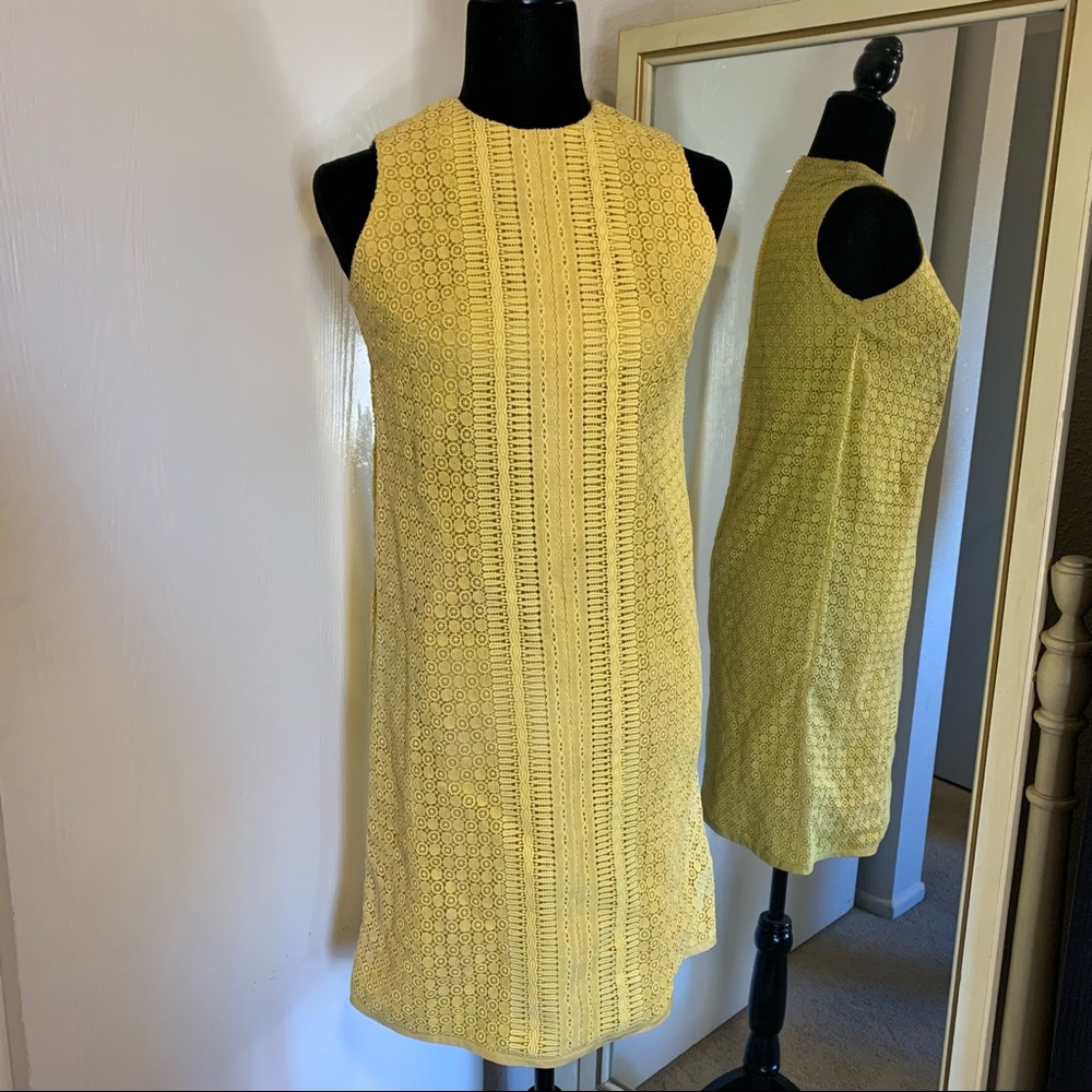 Vintage Yellow Lace Shift Dress